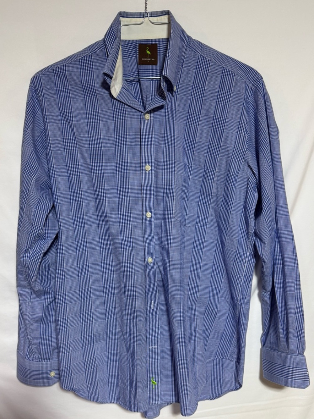Tailorbyrd Shirt Mens Large Blue Check Long Sleeve Button Down Cotton Casual